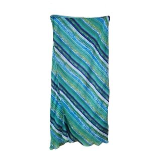 Vintage Y2K Blue and green striped flowy midi Skirt Size S